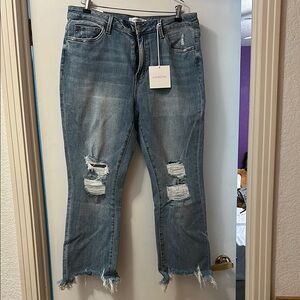 NWT Lovervet by Vervet Women's Distressed Blue Jeans High Rise Flare 18W